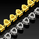 Silver-Plated Heart Rhinestone Cuban Link 20 inch Tennis Necklace and 8 inch Tennis Bracelet Set for Women, Crystal Heart Chain Fashion Jewelry Accessories with Gift Box