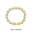 Gold-Plated Heart Rhinestone Cuban Link 20 inch Tennis Necklace and 8 inch Tennis Bracelet Set for Women, Crystal Heart Chain Fashion Jewelry Accessories with Gift Box