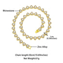 Silver-Plated Heart Rhinestone Cuban Link 18 inch Tennis Necklace and 7 inch Tennis Bracelet Set for Women, Crystal Heart Chain Fashion Jewelry Accessories with Gift Box