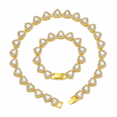 Gold-Plated Heart Rhinestone Cuban Link 18 inch Tennis Necklace and 7 inch Tennis Bracelet Set for Women, Crystal Heart Chain Fashion Jewelry Accessories with Gift Box