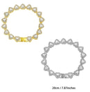 8 inch Silver-Plated & Gold-Plated Heart Rhinestone Tennis Bracelet for Women, Crystal Heart Chain Fashion Jewelry Accessories with Gift Box (2 Pack)
