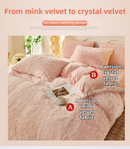 Khaki Luxury Thick Plush 4 Piece Bedding Set for 1.5m & 1.8m Beds – Winter Ultra Soft Warm Bedding with Double-Sided Faux Mink Fur & Crystal Velvet, includes 200 x 230CM Quilt Cover, 230 X 250cm Flat Sheet and 2PCS  48 × 74CM Pillowcases