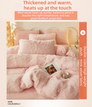 Khaki Luxury Thick Plush 4 Piece Bedding Set for 1.5m & 1.8m Beds – Winter Ultra Soft Warm Bedding with Double-Sided Faux Mink Fur & Crystal Velvet, includes 200 x 230CM Quilt Cover, 230 X 250cm Flat Sheet and 2PCS  48 × 74CM Pillowcases