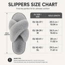 Cozy Winter Home Essentials Set - Grey 1 Pair Women's Plush Cross Band Faux Fur Slippers XL Size & 2 Pairs Cute Teddy Bear Fuzzy Socks Set, Warm Indoor Lounge Gift Bundle with Non-Slip House Slides