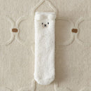 Cozy Winter Home Essentials Set - White 1 Pair Women's Plush Cross Band Faux Fur Slippers XL Size & 2 Pairs Cute Teddy Bear Fuzzy Socks Set, Warm Indoor Lounge Gift Bundle with Non-Slip House Slides