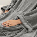 Pink 180 x 120CM Extra Large Wearable Wrap Blanket with Sleeves and Large Pocket, Cozy Thickened Composed Flannel Sherpa Fleece Oversized TV Blanket Robe and Sofa Throw for Home Lounging