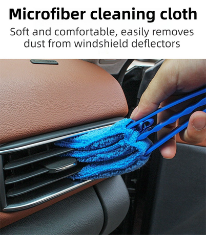 4 Pack Blue Window Blind and Car AC Vent Cleaner Brush with Washable Microfiber Cleaning Cloth – Reusable Shutter Dust Remover for Air Vent, Car AC Vent, Fan & Narrow Gap