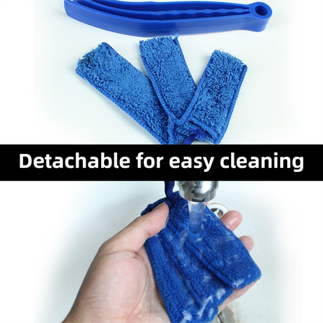 4 Pack Blue Window Blind and Car AC Vent Cleaner Brush with Washable Microfiber Cleaning Cloth – Reusable Shutter Dust Remover for Air Vent, Car AC Vent, Fan & Narrow Gap