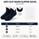 Winter Cozy Warm Loungewear Gift Set – 150 x 180CM Navy Blue Flannel Fleece Wearable Blanket with Adjustable Sleeves Large Front Pocket and Back Velcro Closure, Free M Size Sherpa Fleece Cable Knit Anti-Slip Slipper Socks for Home Relaxation