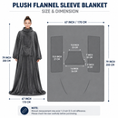 Winter Cozy Warm Loungewear Gift Set – 170 × 200CM Navy Blue Flannel Fleece Wearable Blanket with Adjustable Sleeves Large Front Pocket and Back Velcro Closure, Free L Size Sherpa Fleece Cable Knit Anti-Slip Slipper Socks for Home Relaxation