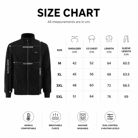 XL Size Winter USB Heated Windproof Soft Fleece Warm Jacket for Men and Women – 8 Zones Graphene & Carbon Fiber Fast Heating Coat with Front & Back Dual-Control Button and 3 Level Heating, Washable Design, Muti Pockets, Ribbed Cuff & Stand Collar