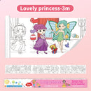 3M Extra Long Kids Reusable Coloring Paper Roll, Lovely Princess Theme Self-Adhesive Wall Coloring Poster and DIY Cuttable Drawing Craft Paper Scroll with Gift Box