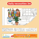 3M Extra Long Kids Reusable Coloring Paper Roll, Daily Life Theme Self-Adhesive Wall Coloring Poster and DIY Cuttable Drawing Craft Paper Scroll with Gift Box