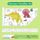 3M Extra Long Kids Reusable Coloring Paper Roll, Dinosaur Park Theme Self-Adhesive Wall Coloring Poster and DIY Cuttable Drawing Craft Paper Scroll with Gift Box