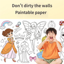 3M Extra Long Kids Reusable Coloring Paper Roll 2 Pack, Space Adventure + Dinosaur Park Theme Self-Adhesive Wall Coloring Poster and DIY Cuttable Drawing Craft Paper Scroll with Gift Box