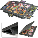 Dark Grey Foldable Anti-Slip Felt Jigsaw Puzzle Board with 6 Sorting Drawers – Lightweight 1000 Piece Puzzle Table Mat, 2-in-1 Neck-Friendly Storage Stand and Protective Cover for Unfinished Puzzle