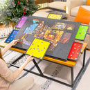 Silver Grey Foldable Anti-Slip Felt Jigsaw Puzzle Board with 6 Sorting Drawers – Lightweight 1000 Piece Puzzle Table Mat, 2-in-1 Neck-Friendly Storage Stand and Protective Cover for Unfinished Puzzle
