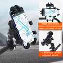 Black Secure Grip Anti-Shock Bike Phone Mount - 360° Rotating Adjustment, 8-Claw Locking Universal Handlebar Navigation Holder for Motorcycle MTB & Road Cycling (Fits 4.7–7" Phones)