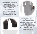 Black Winter Suede Touchscreen Flip-Top Gloves with Extended Cuff Design and Silicone Anti-Slip Palm – Windproof Thickened Thermal Riding Gloves for Motorcycle Driving and MTB Road Cycling