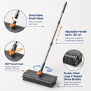 Grey and White 360°Rotating Detachable V-Shaped Floor Scrub Brush for Indoor & Outdoor Use – 3-in-1 Groove Corner Gap Cleaning Tool with Silicone Squeegee, 134CM Stainless Steel Telescopic Handle and Collection Clip