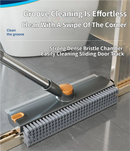 2-Piece Deep Cleaning Floor Brush and Mini Detail Gap Brush Set for Large Surfaces & Tight Gaps – Grey Orange Heavy Duty 360° Rotating V-Shaped Floor Scrubber with Silicone Squeegee and 134CM Telescopic Handle for Outdoor & Indoor Use