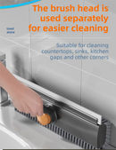 2-Piece Deep Cleaning Floor Brush and Mini Detail Gap Brush Set for Large Surfaces & Tight Gaps – Grey Orange Heavy Duty 360° Rotating V-Shaped Floor Scrubber with Silicone Squeegee and 134CM Telescopic Handle for Outdoor & Indoor Use
