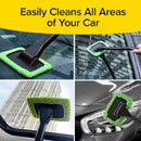 Car Windshield Rotating Defogger Cleaner Brush with 2 Washable Microfibre Pads, Spray Bottle and Detachable Handle for Home Car Fog Dust Stain Removal