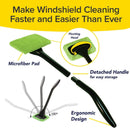 Car Windshield Rotating Defogger Cleaner Brush with 4-Color Washable Microfibre Pads, Spray Bottle and Detachable Handle for Home Car Fog Dust Stain Removal