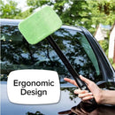 Car Windshield Rotating Defogger Cleaner Brush with 4 Washable Microfibre Pads, Spray Bottle and Detachable Handle for Home Car Fog Dust Stain Removal