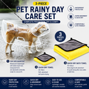 3 Piece Rainy Day Pet Care Set - XL Size Waterproof Dog Hooded EVA Transparent Raincoat with Full-Coverage Poncho Design Adjustable Snaps and Leash Access, Free High Absorbency Quick Dry 30 × 30cm Towel and 140 × 70cm Large Bath Towel for Small Medium Lar