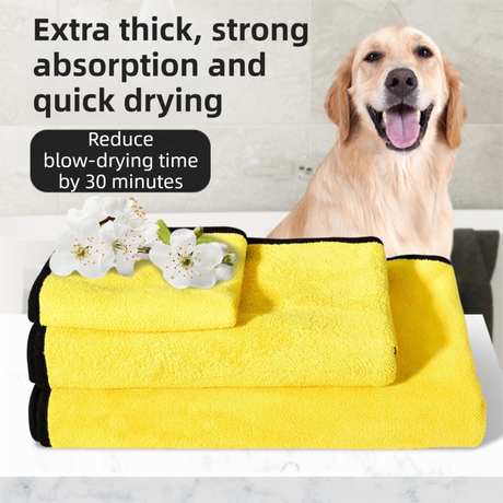 3 Piece Rainy Day Pet Care Set - 4XL Size Waterproof Dog Hooded EVA Transparent Raincoat with Full-Coverage Poncho Design Adjustable Snaps and Leash Access, Free High Absorbency Quick Dry 30 × 30cm Towel and 140 × 70cm Large Bath Towel for Small Medium La