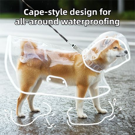 3XL Size Waterproof EVA Transparent Dog Hooded Raincoat and Pet Full-Coverage Poncho with Adjustable Snaps & Hidden Leash Opening, Quick-Drying and Easy to Clean for Small Medium Large Dogs