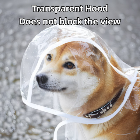 8XL Size Waterproof EVA Transparent Dog Hooded Raincoat and Pet Full-Coverage Poncho with Adjustable Snaps & Hidden Leash Opening, Quick-Drying and Easy to Clean for Small Medium Large Dogs
