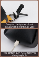 2-Pack Black Yellow Car Air Vent Leather Storage Pockets with Soft Velvet Lining & Vent Clip - Compact Hanging Organizer Storage Bag, Charging Cable Access and Open-top Design for Phone Keys Sunglasses and Bottles
