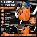 2-Pack Brown Car Air Vent Leather Storage Pockets with Soft Velvet Lining & Vent Clip - Compact Hanging Organizer Storage Bag, Charging Cable Access and Open-top Design for Phone Keys Sunglasses and Bottles