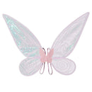Pink Kids Fairy Shimmering Butterfly Wings Costume with Elastic Shoulder Strap – Iridescent Translucent Angel Dress-Up Wings, Lightweight and Foldable for Girls, Princess Party, Halloween & Cosplay Accessory
