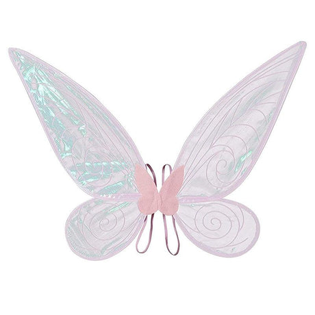 Pink Kids Fairy Shimmering Butterfly Wings Costume with Elastic Shoulder Strap – Iridescent Translucent Angel Dress-Up Wings, Lightweight and Foldable for Girls, Princess Party, Halloween & Cosplay Accessory