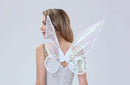 Blue Kids Fairy Shimmering Butterfly Wings Costume with Elastic Shoulder Strap – Iridescent Translucent Angel Dress-Up Wings, Lightweight and Foldable for Girls, Princess Party, Halloween & Cosplay Accessory