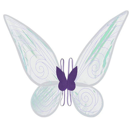 Purple Kids Fairy Shimmering Butterfly Wings Costume with Elastic Shoulder Strap – Iridescent Translucent Angel Dress-Up Wings, Lightweight and Foldable for Girls, Princess Party, Halloween & Cosplay Accessory