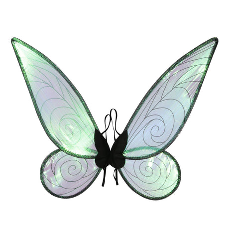 Black Kids Fairy Shimmering Butterfly Wings Costume with Elastic Shoulder Strap – Iridescent Translucent Angel Dress-Up Wings, Lightweight and Foldable for Girls, Princess Party, Halloween & Cosplay Accessory