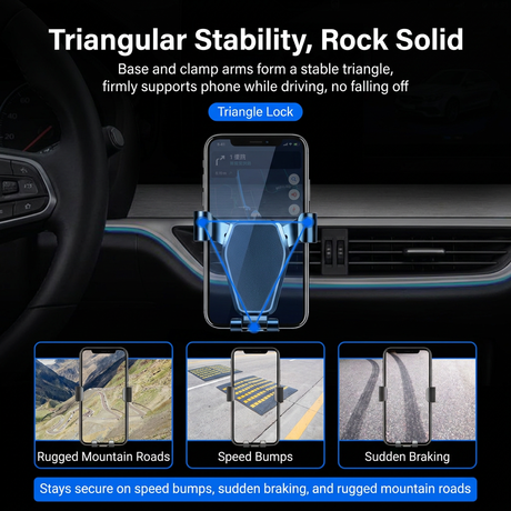 2-Piece Winter Car Safety & Comfort Driving Set with Car Air Vent Gravity Phone Holder and Warm Five-Finger Touchscreen Gloves – One Hand Auto Grip, Triangle Stability & Gravity Locking, All-Season Esports Conductive Touchscreen Gloves