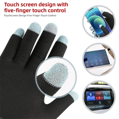 2-Piece Winter Car Safety & Comfort Driving Set with Car Air Vent Gravity Phone Holder and Warm Five-Finger Touchscreen Gloves – One Hand Auto Grip, Triangle Stability & Gravity Locking, All-Season Esports Conductive Touchscreen Gloves
