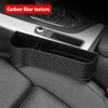 1 Pair Carbon Fiber Car Seat Gap Filler Organizer, Console Crevice Plug-in Storage Box for Main & Co-pilot, Multi Compartment Design with Cup Holder, Card Slot and Phone Charging Slot