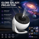 White and Black USB Powered Galaxy Star Projector and Earth Globe Night Light with 12 HD Space Films, 1H / 2H Timer, Nebula Dynamic Rotation Effect & Adjustable Focus for Bedroom Kids Home Decor