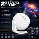 White USB Powered Galaxy Star Projector and Earth Globe Night Light with 12 HD Space Films, 1H / 2H Timer, Nebula Dynamic Rotation Effect & Adjustable Focus for Bedroom Kids Home Decor