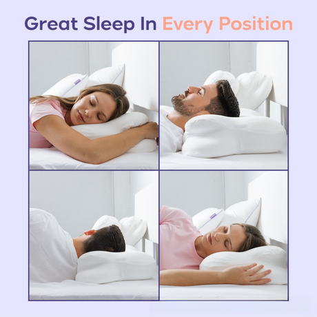 Light Blue Cloud Memory Foam Cervical Support Pillow Core and Cover (71 x 38 x 13CM) – Ergonomic Neck Orthopedic Contour Pillow for Side Back & Stomach Sleepers, Deep Sleeping and Pressure Relieving