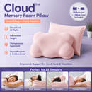 Pink Cloud Memory Foam Cervical Support Pillow Core and Cover (60 x 30 x 10CM) – Ergonomic Neck Orthopedic Contour Pillow for Side Back & Stomach Sleepers, Deep Sleeping and Pressure Relieving
