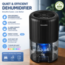 Black Portable Home Quiet Mini Dehumidifier - 2L Large Visible Water Tank, 7-Color Sleep Aid Night Light, Air Purification, Auto Shut-Off and 40W Low Power for Bedroom Studies and Closet (5–70m²)