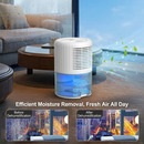 Black Portable Home Quiet Mini Dehumidifier - 2L Large Visible Water Tank, 7-Color Sleep Aid Night Light, Air Purification, Auto Shut-Off and 40W Low Power for Bedroom Studies and Closet (5–70m²)