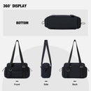 Black Women’s Fluffy Nylon Gym Travel Tote Bag and Coin Purse Set - Side Drawstring Cup Holder, Front / Back Zipper Pockets and Wet & Dry Separation, Large Capacity and Lightweight 11.7 x 4.2 x 8"